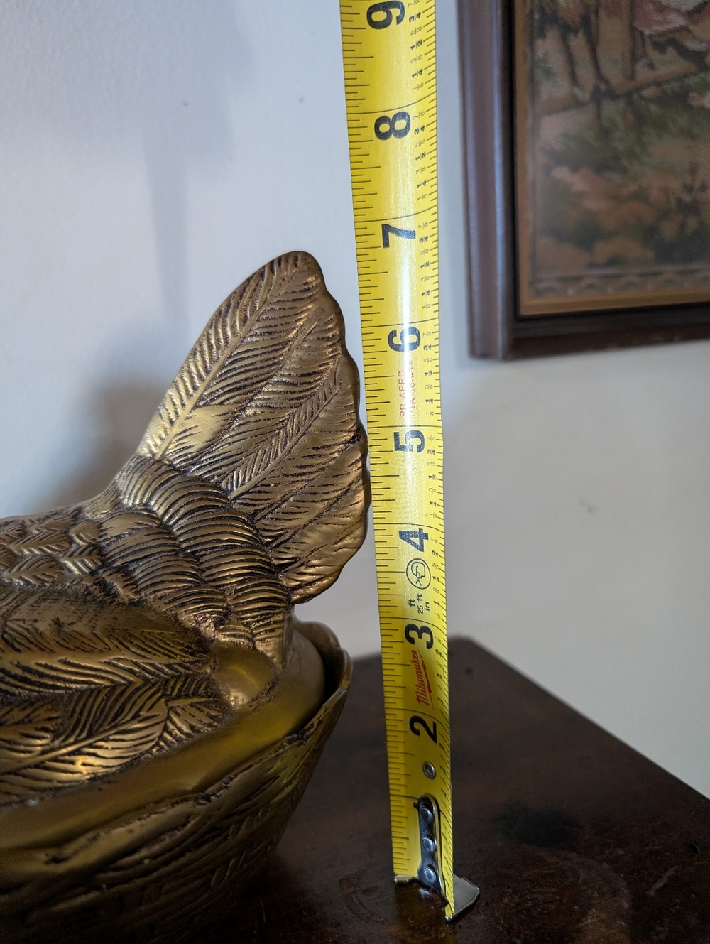 Rare Vintage Brass Hen on Nest Lidded Candy Dish - Mid Century One Of A Kind MCM - Picture 15 of 16